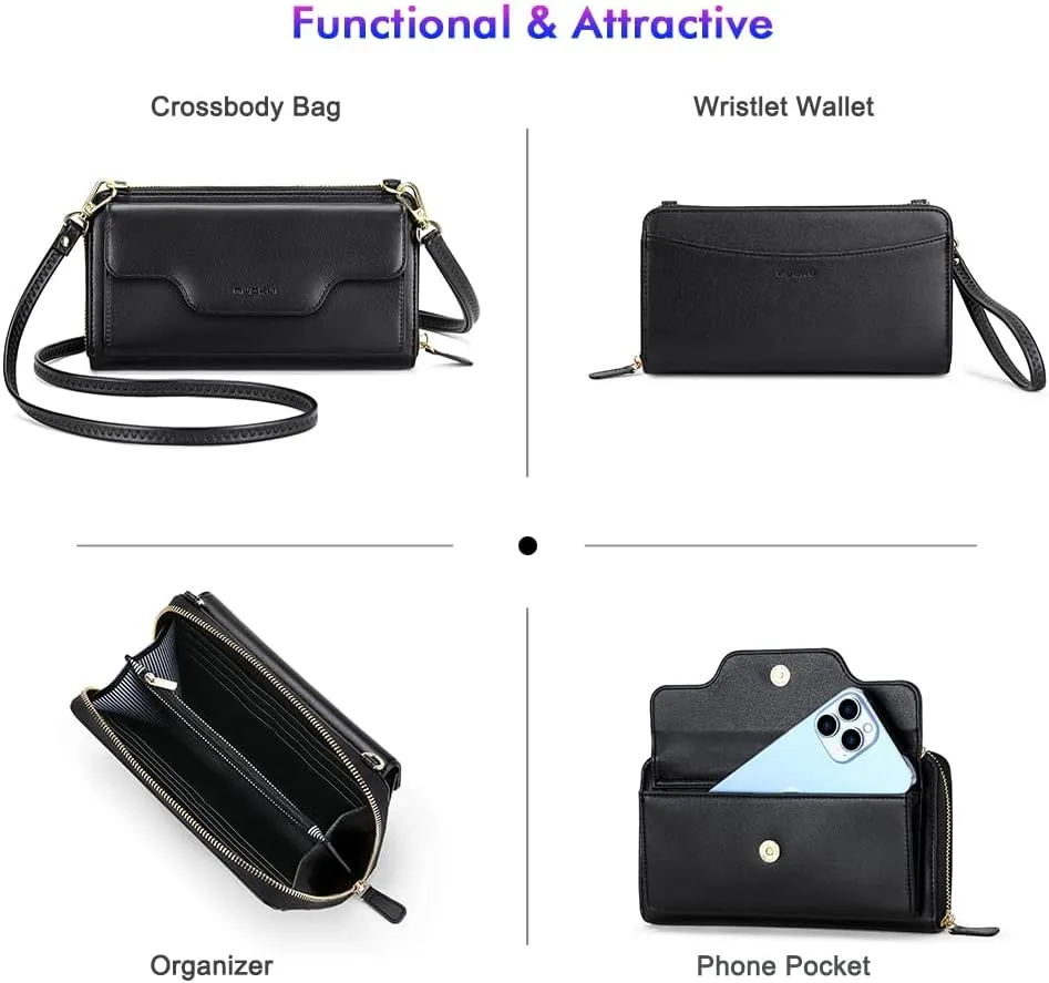 nuoku Crossbody Bags, Wristlet Wallets, Small Clutch Purses - Cell Phone & RFID Wallet for Women
