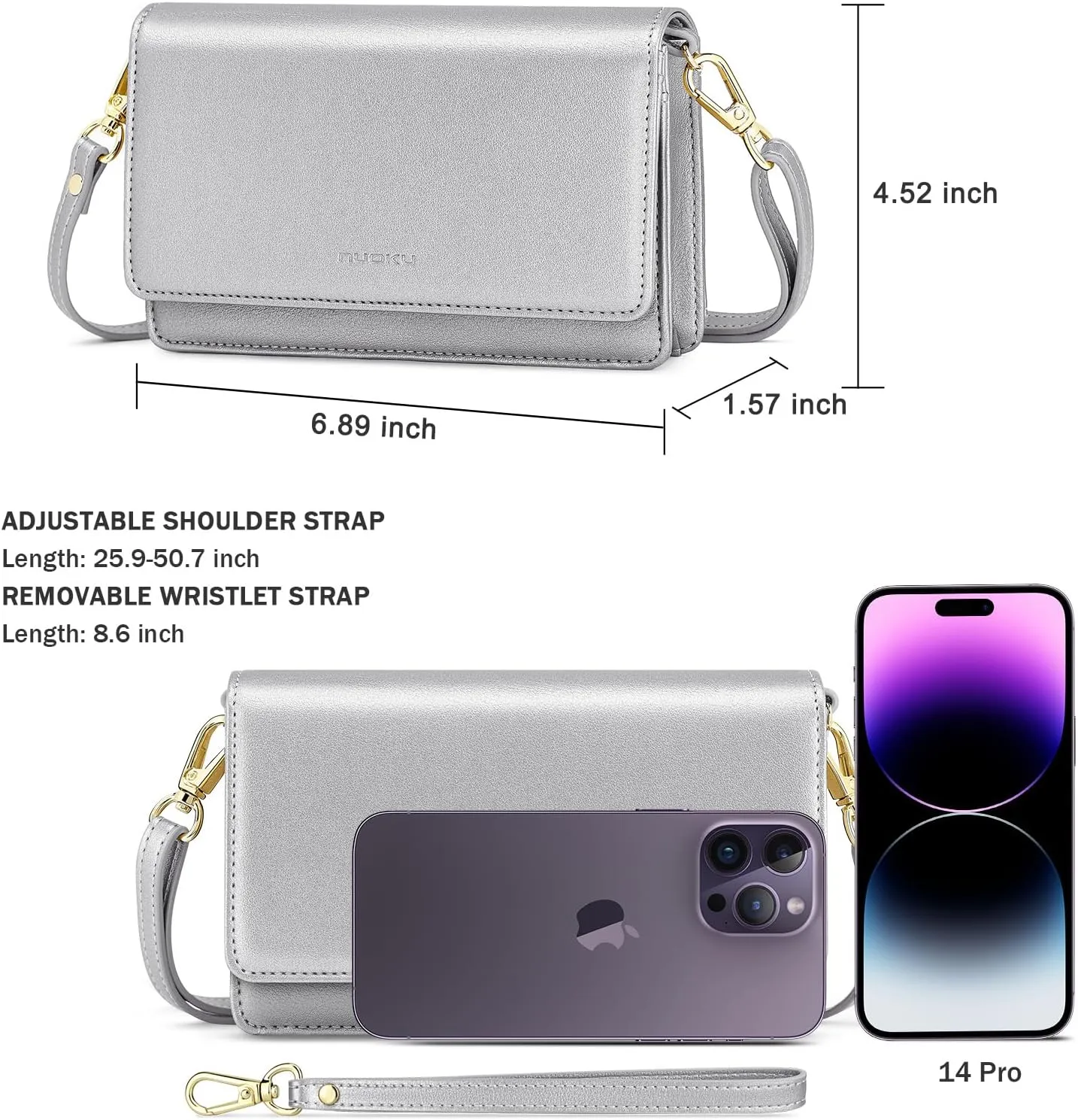 nuoku Small Crossbody Bags for Women, Small Crossbody Purse with Card Slots, Cell Phone Purse for Women with Phone Pocket