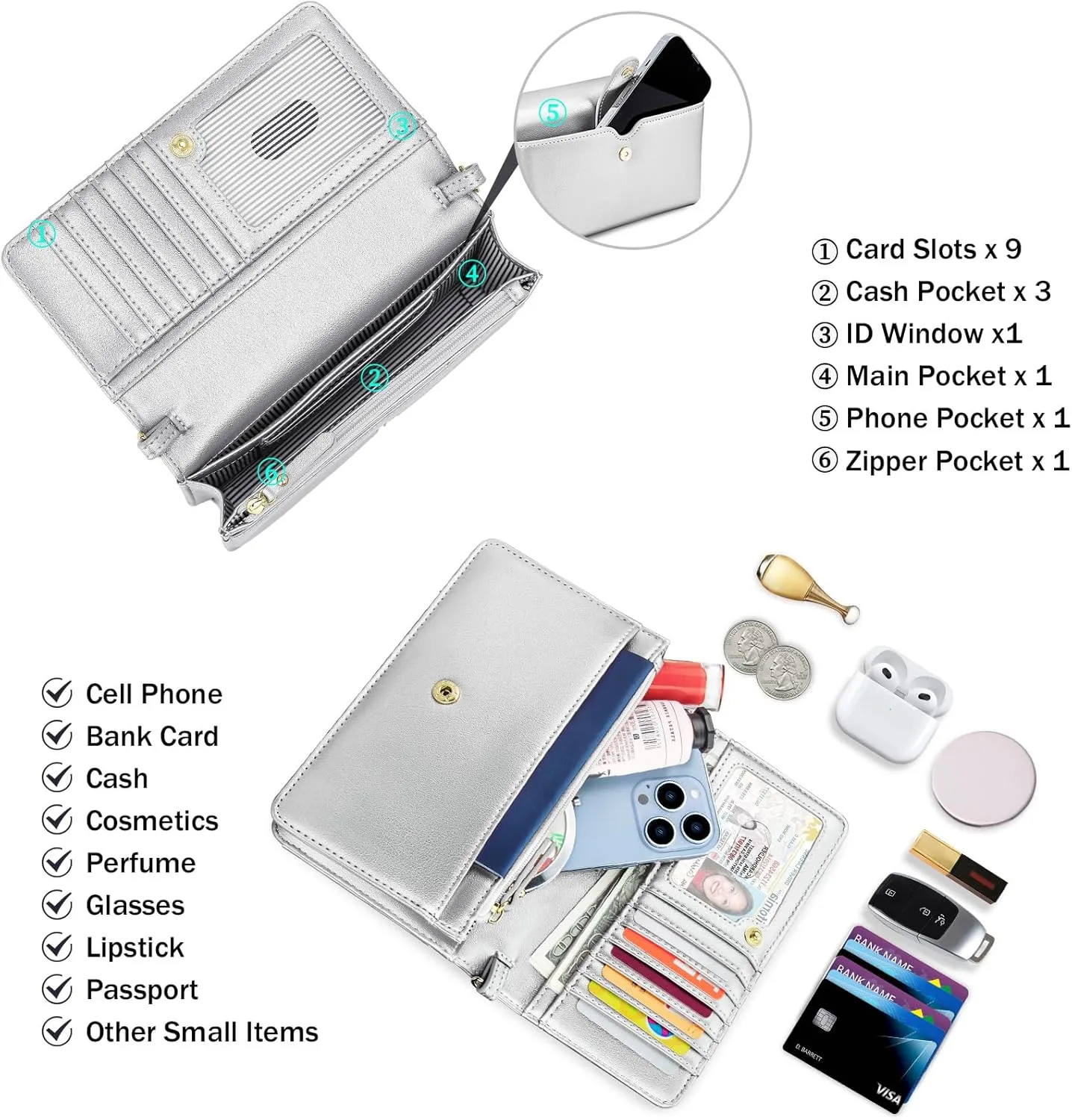 nuoku Small Crossbody Bags for Women, Small Crossbody Purse with Card Slots, Cell Phone Purse for Women with Phone Pocket