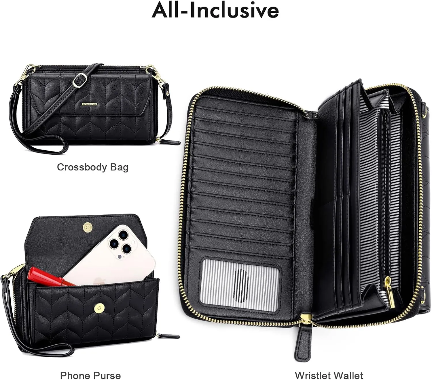 nuoku Wallets for Women Credit Card Slots with RFID Blocking Large Capacity Wristlet