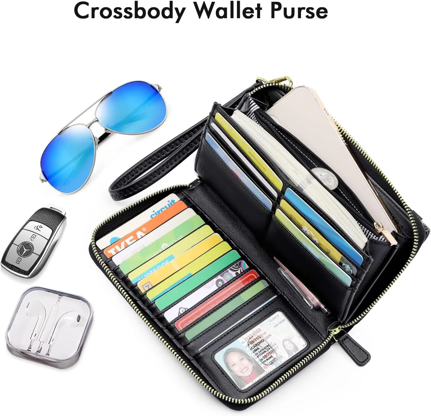 nuoku Wallets for Women Credit Card Slots with RFID Blocking Large Capacity Wristlet
