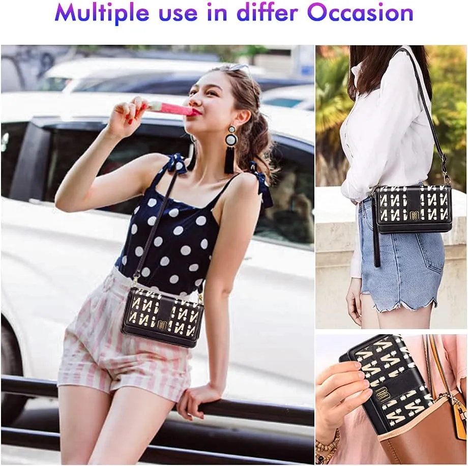 nuoku Women Small Crossbody Bag Cellphone Purse Wallet with RFID Card Slots 2 Straps