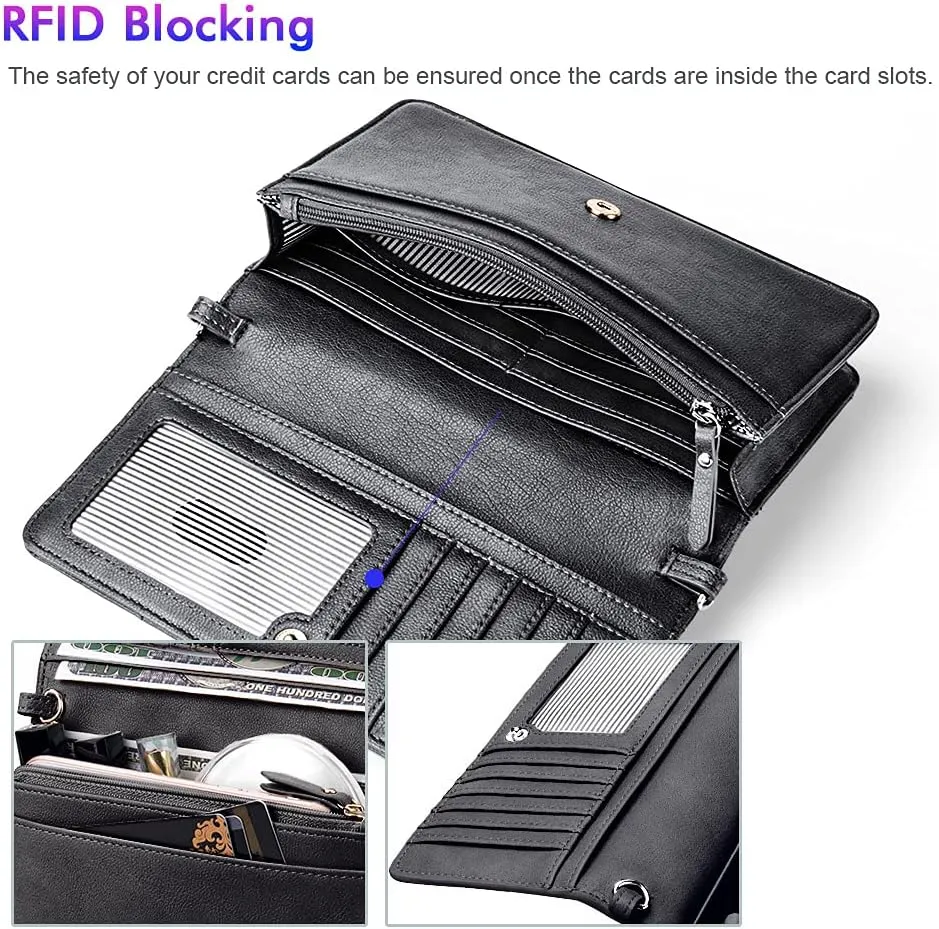 nuoku Women Small Crossbody Bag Cellphone Purse Wallet with RFID Card Slots 2 Straps
