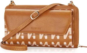 nuoku Womens RFID Wallet Purse Wristlet Crossbody Clutch with Zip Around 2 Strap