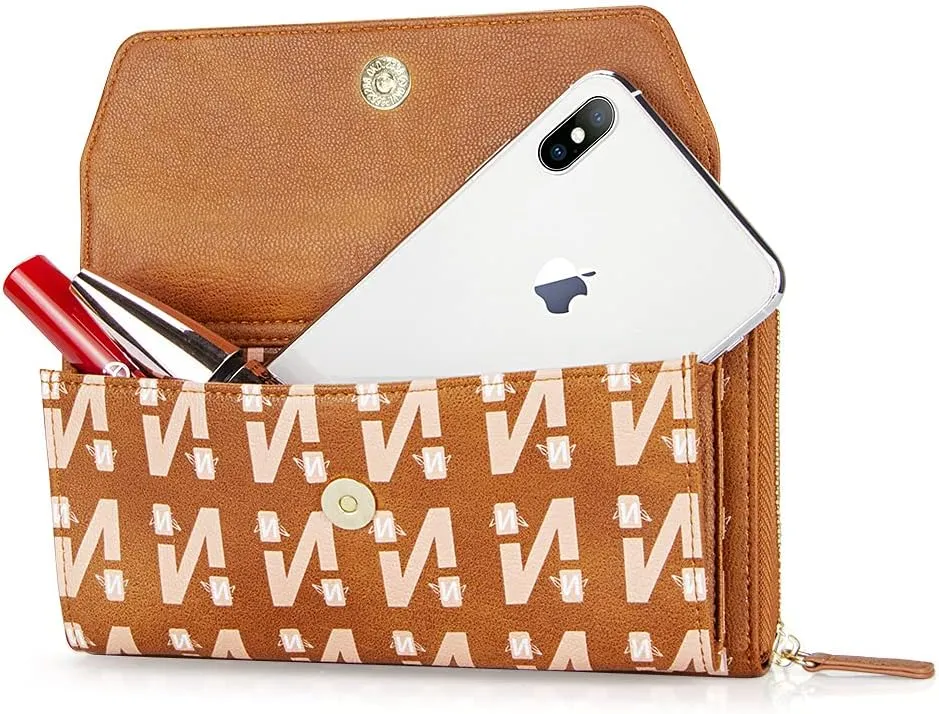 nuoku Womens RFID Wallet Purse Wristlet Crossbody Clutch with Zip Around 2 Strap