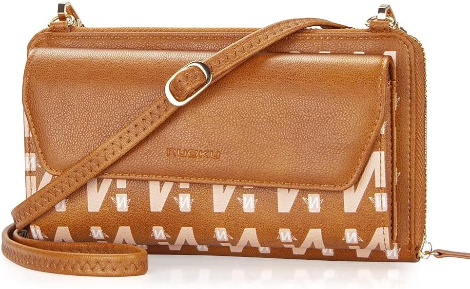 nuoku Womens RFID Wallet Purse Wristlet Crossbody Clutch with Zip Around 2 Strap