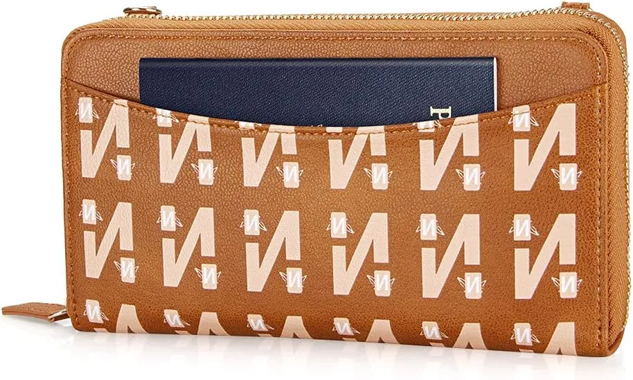 nuoku Womens RFID Wallet Purse Wristlet Crossbody Clutch with Zip Around 2 Strap