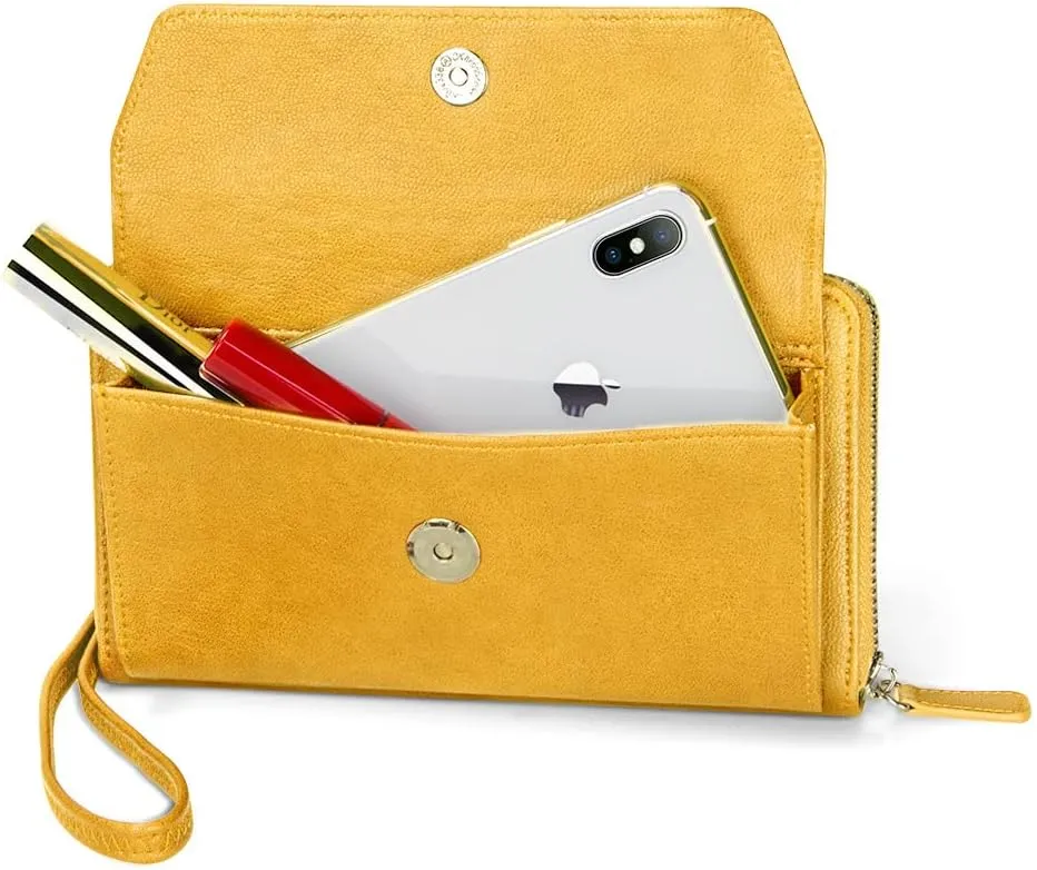 nuoku Womens RFID Wallet Purse Wristlet Crossbody Clutch with Zip Around 2 Strap