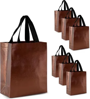Nush Nush Chocolate Gift Bags Medium Size - Set of 30 Reusable Shiny Brown Gift Bags Handles - Perfect For Small Business Use For Gifting Occasions Like Events, Birthdays, Party Favors- 8Wx4Dx10H Size