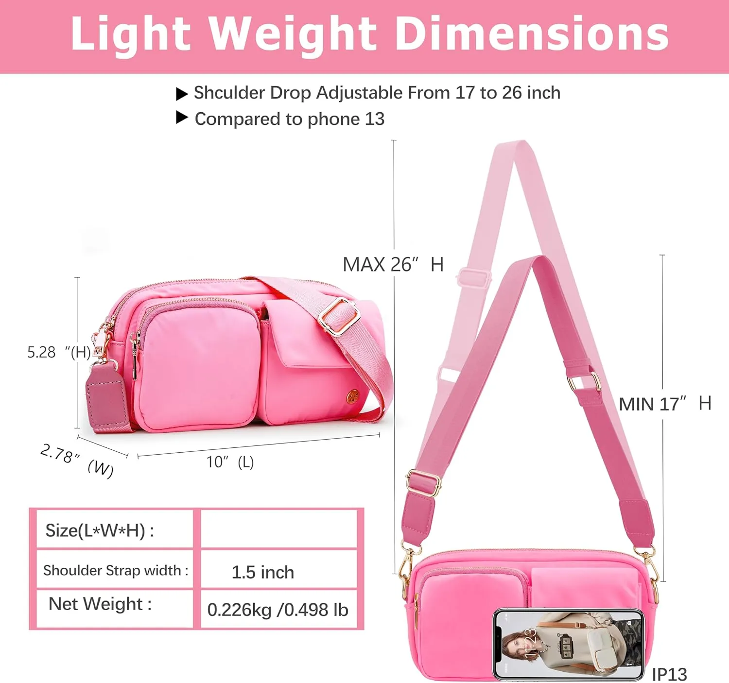 Nylon Crossbody Bag Small Purses for Women Crossbody Shoulder Bags with RFID Blocking Pocket Traveling Workout