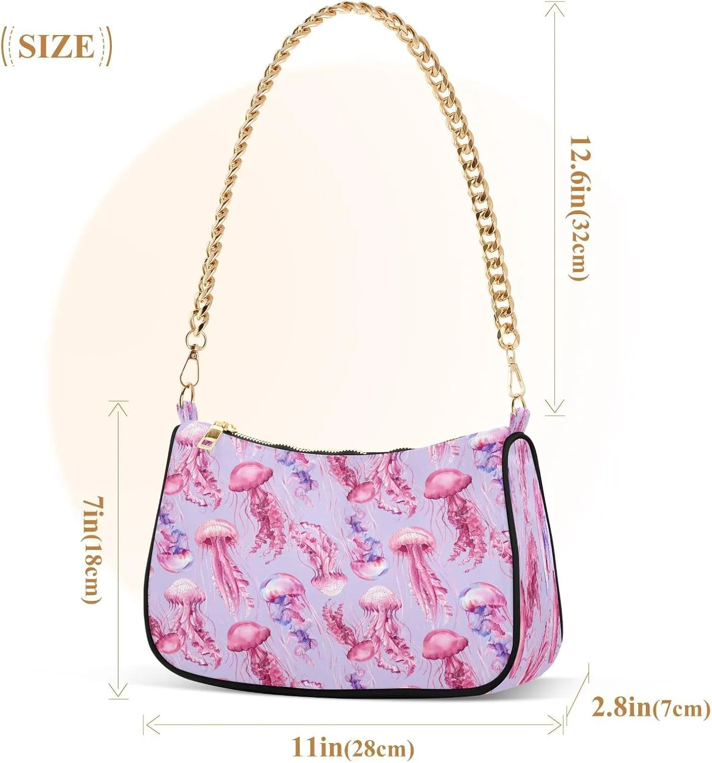 Ocean Theme Shoulder Purses for Women,Ocean Theme Shoulder Bag Purse Womens Crescent Crossbody Bag