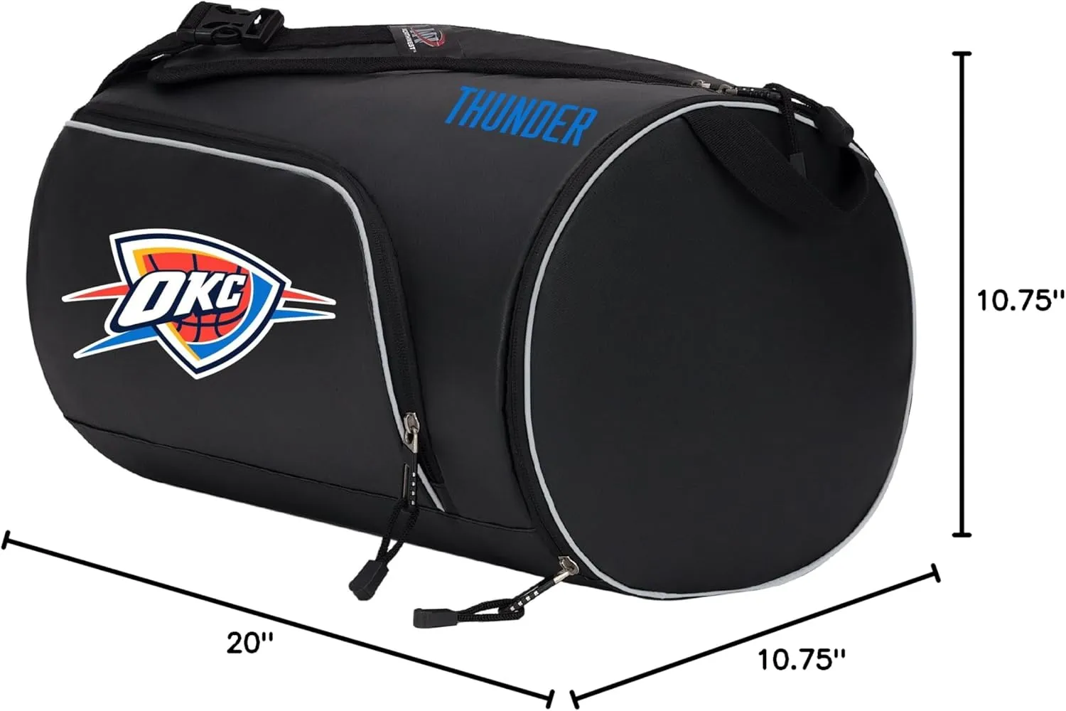 Officially Licensed NBA "Squadron" Duffle Bag, Black, 20" x 10.75" x 10.75"