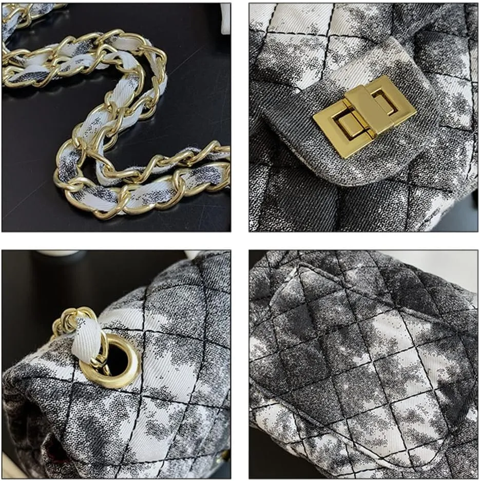 Oil Painting Small Size Crossbody Handbag Dizzy Rhombus One Shoulder Mini Chain Ink Painting Smudge
