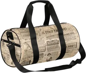 Old Newspaper Sports Gym Bag Duffel Bags Workout Lightweight Shoulder Weekender Bag Travel Duffel Bag for Men Women(Vintage)