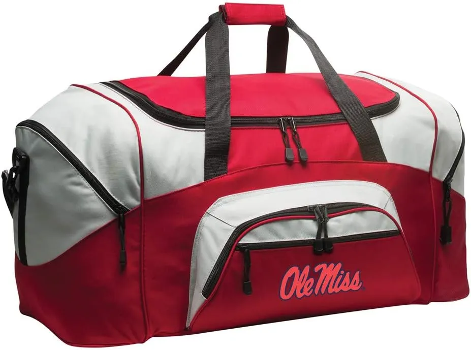 Ole Miss Duffel Bag LARGE University of Mississippi Suitcase or Gym Bag for Men Ladies Him or Her! (Red)