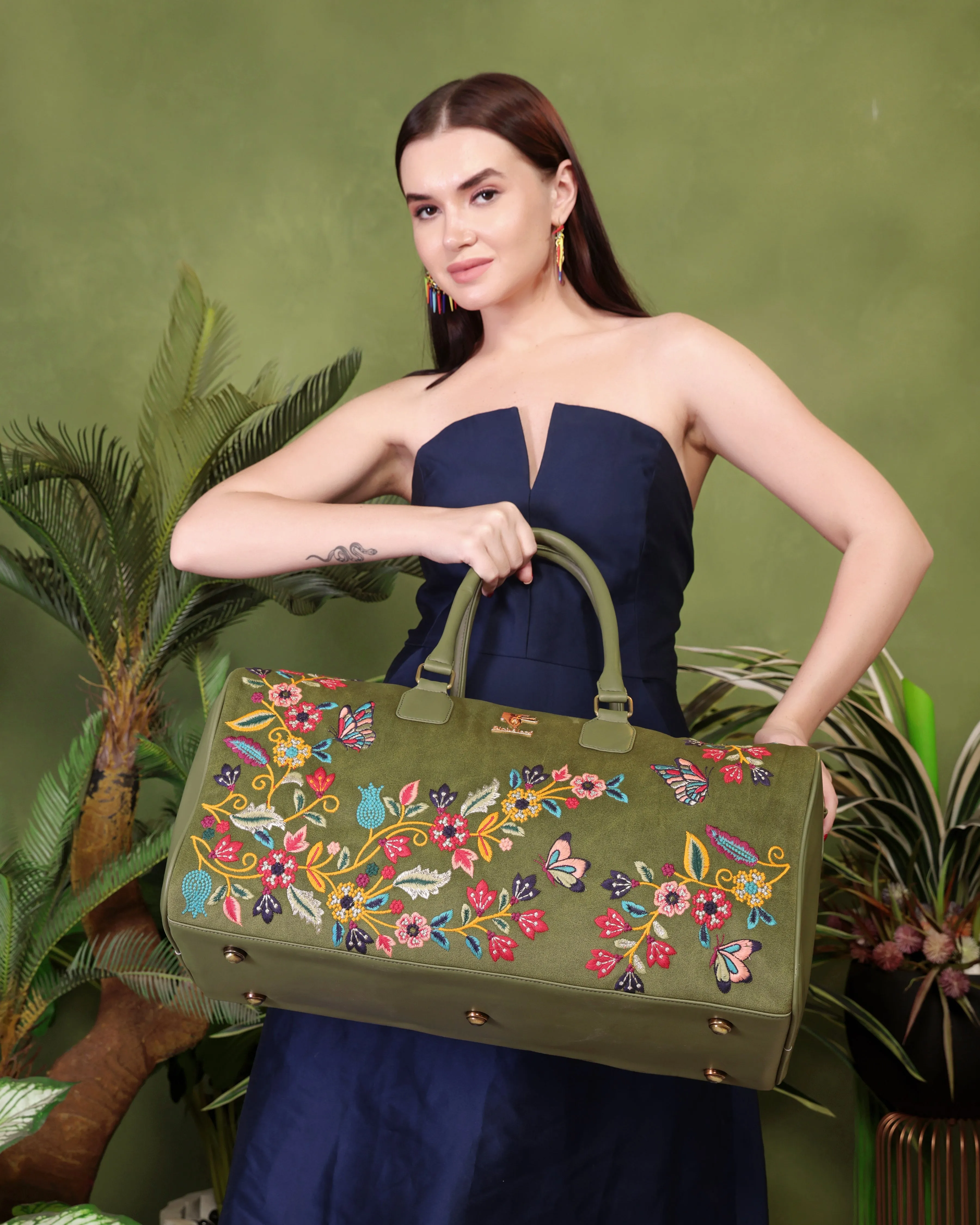 Olive Waves Duffel Bag