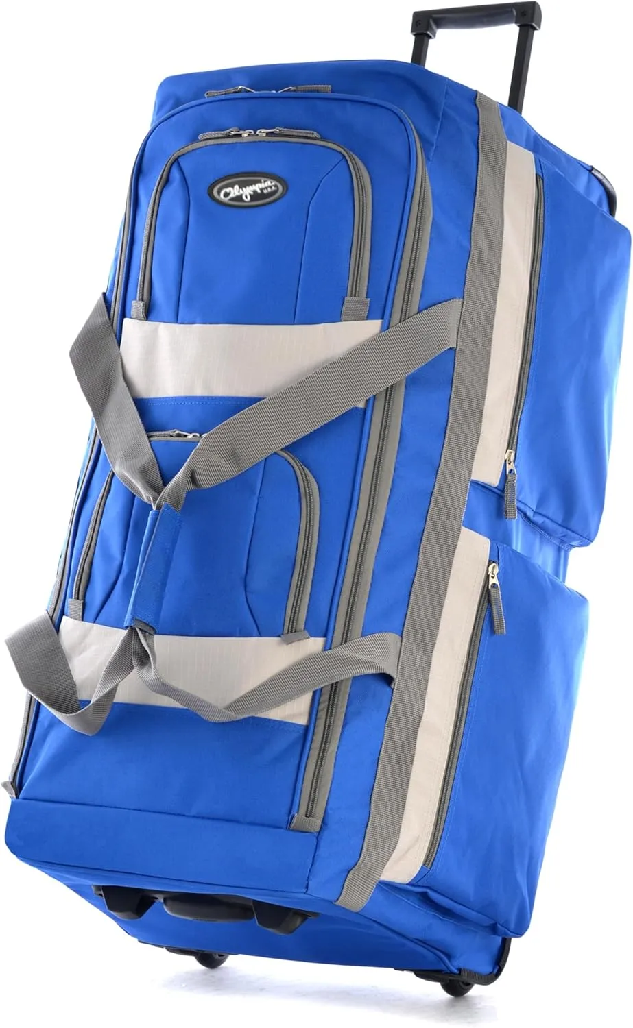 Olympia U.S.A. 22 inch Carry On 8 Pockets Wheeled Rolling Duffel Bag Water Resistant Luggage Lightweight Travel Suitcase with Retractable Handle