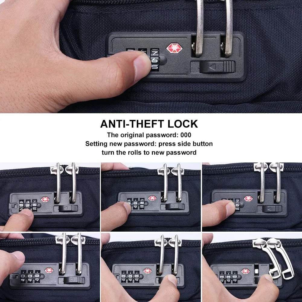 Omnpak 15.6 inch Laptop Briefcase with Combination Lock,Anti Theft Notary Bag Locking Laptop Bag Water-Repellent Shoulder Messenger Bag for Men Women