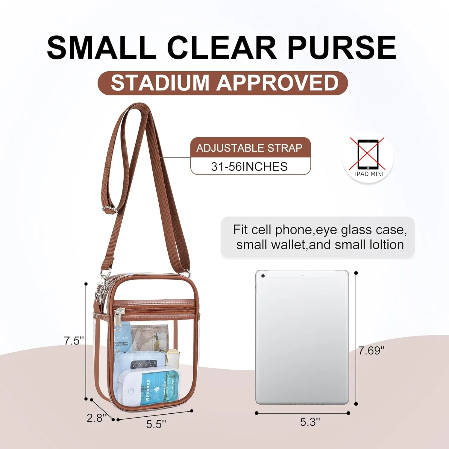 OrabenClear Messenger Bag Clear Bag Stadium Approved, Clear Purse Clear Crossbody Bag for Work, Workout, Sports