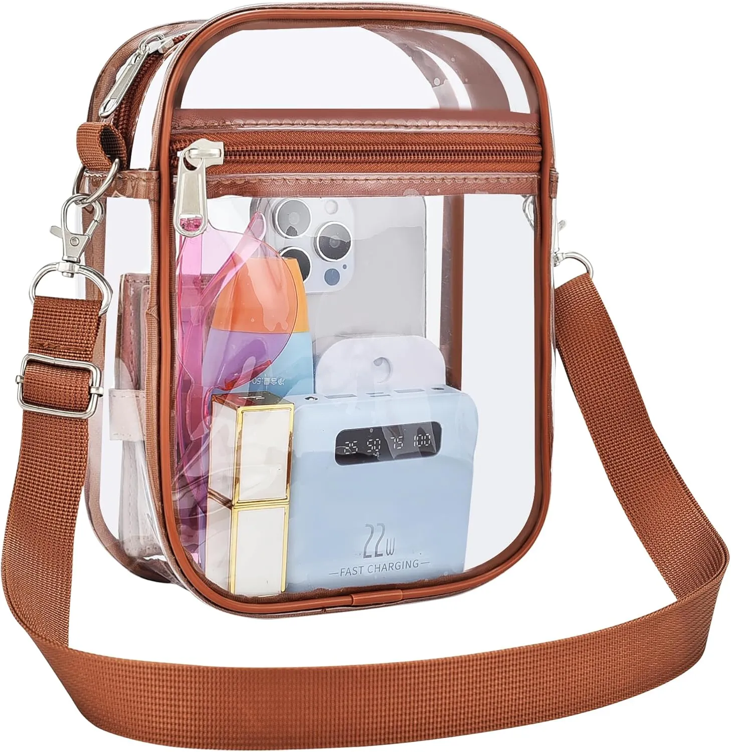 OrabenClear Messenger Bag Clear Bag Stadium Approved, Clear Purse Clear Crossbody Bag for Work, Workout, Sports