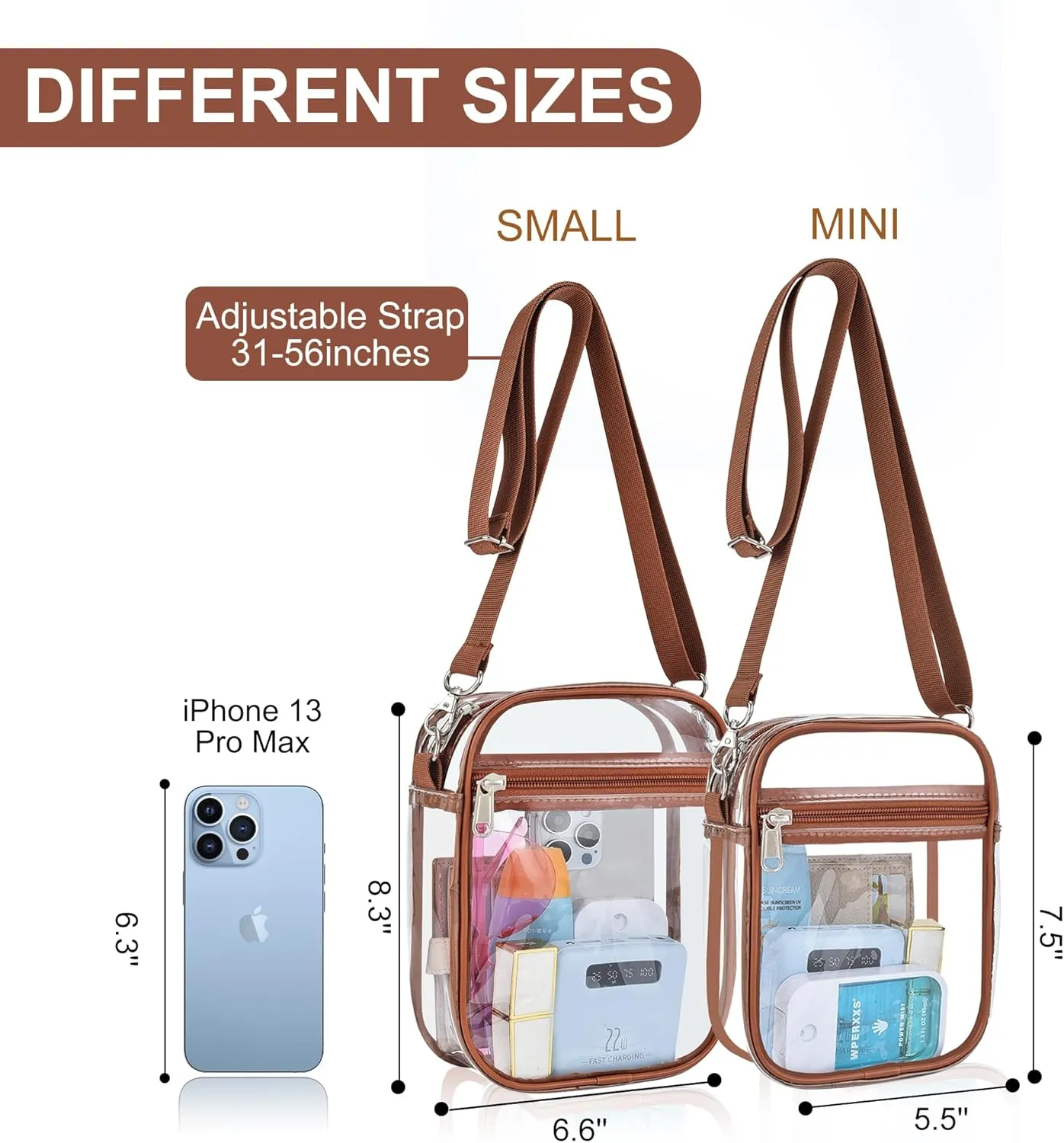 OrabenClear Messenger Bag Clear Bag Stadium Approved, Clear Purse Clear Crossbody Bag for Work, Workout, Sports