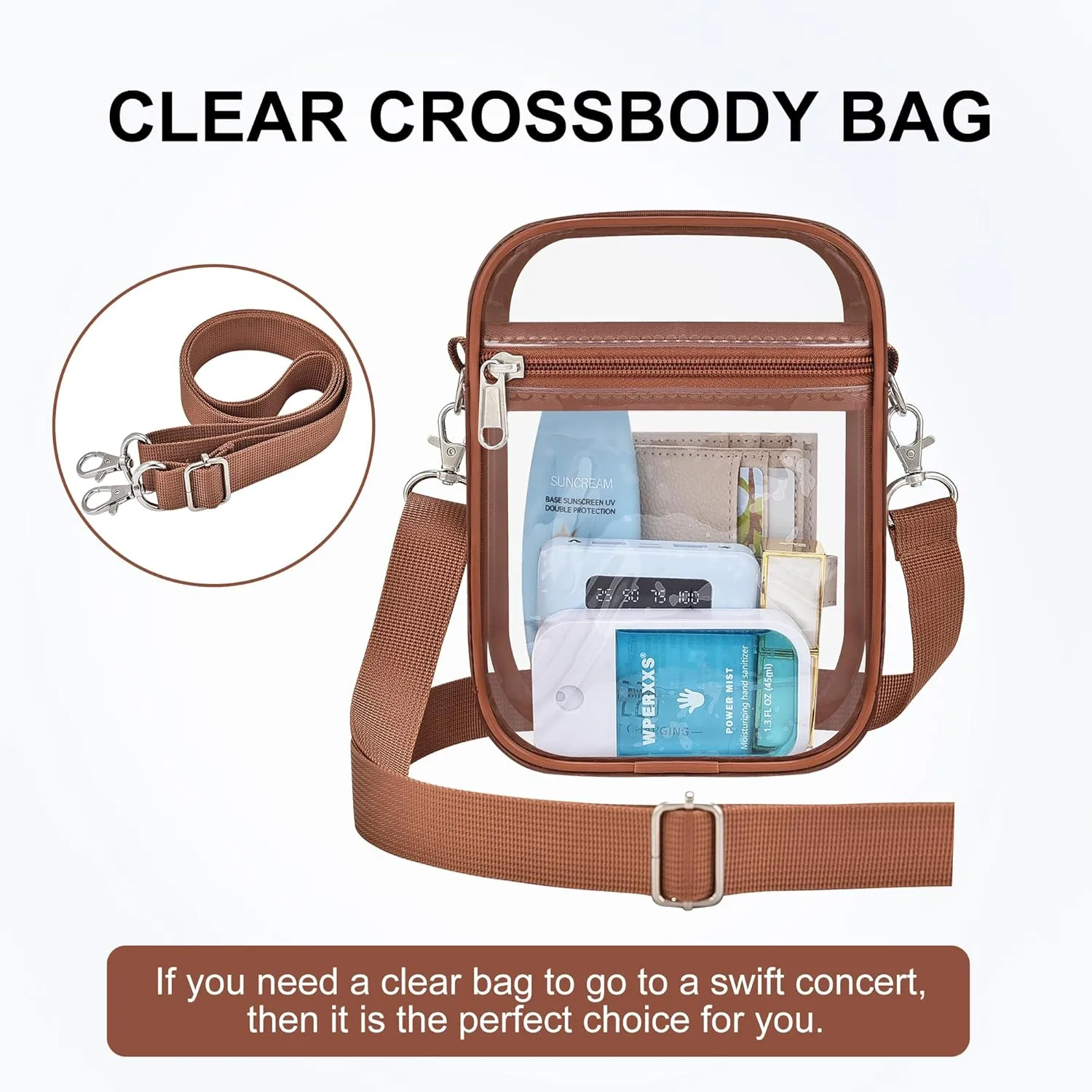 OrabenClear Messenger Bag Clear Bag Stadium Approved, Clear Purse Clear Crossbody Bag for Work, Workout, Sports