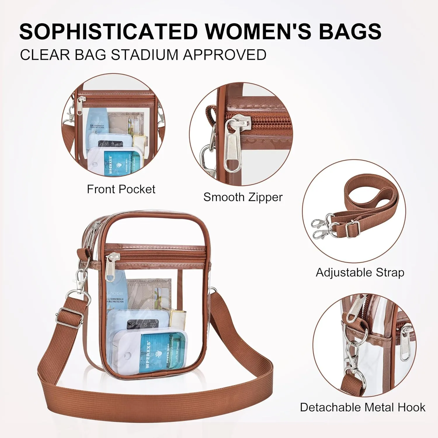 OrabenClear Messenger Bag Clear Bag Stadium Approved, Clear Purse Clear Crossbody Bag for Work, Workout, Sports
