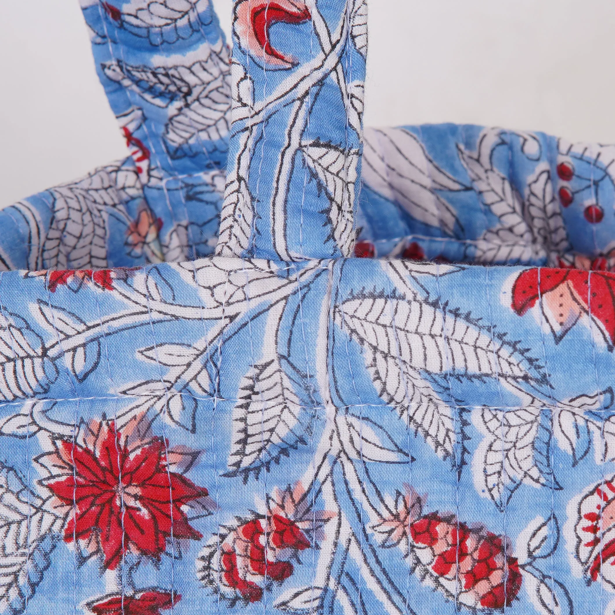 Orchid Floral Quilted Folding Tote Bag Eco-Friendly, Handmade Travel or Shopping Tote