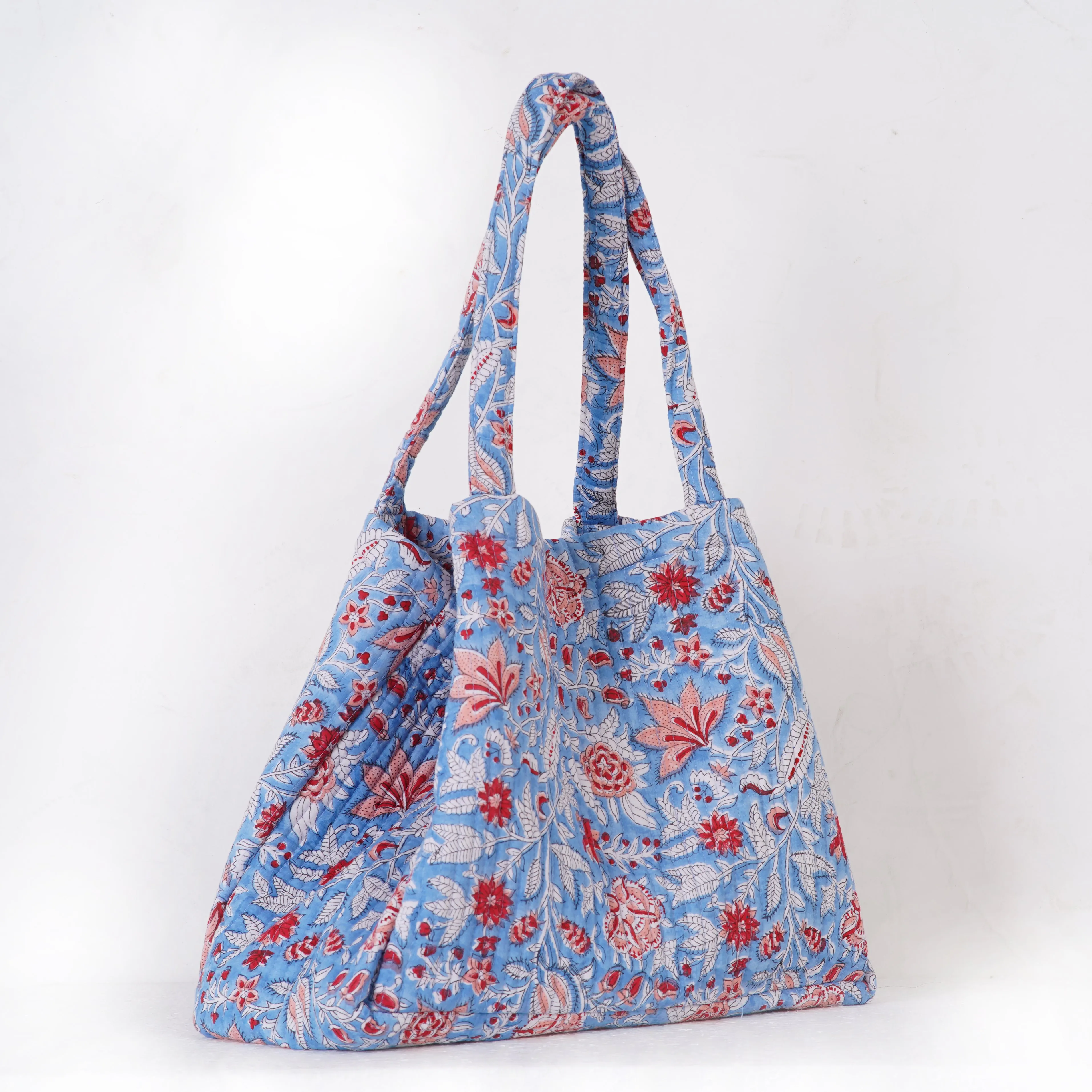 Orchid Floral Quilted Folding Tote Bag Eco-Friendly, Handmade Travel or Shopping Tote