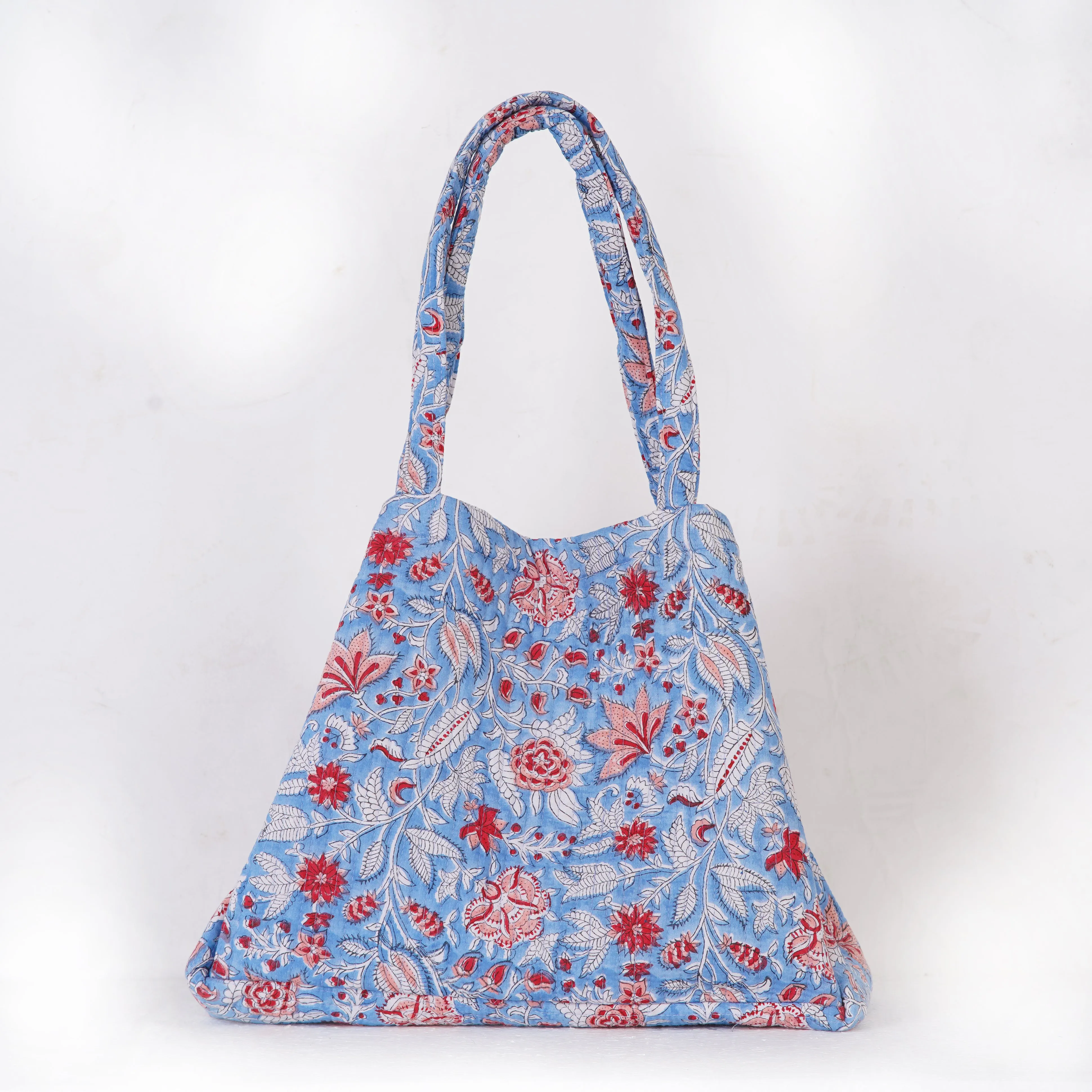 Orchid Floral Quilted Folding Tote Bag Eco-Friendly, Handmade Travel or Shopping Tote