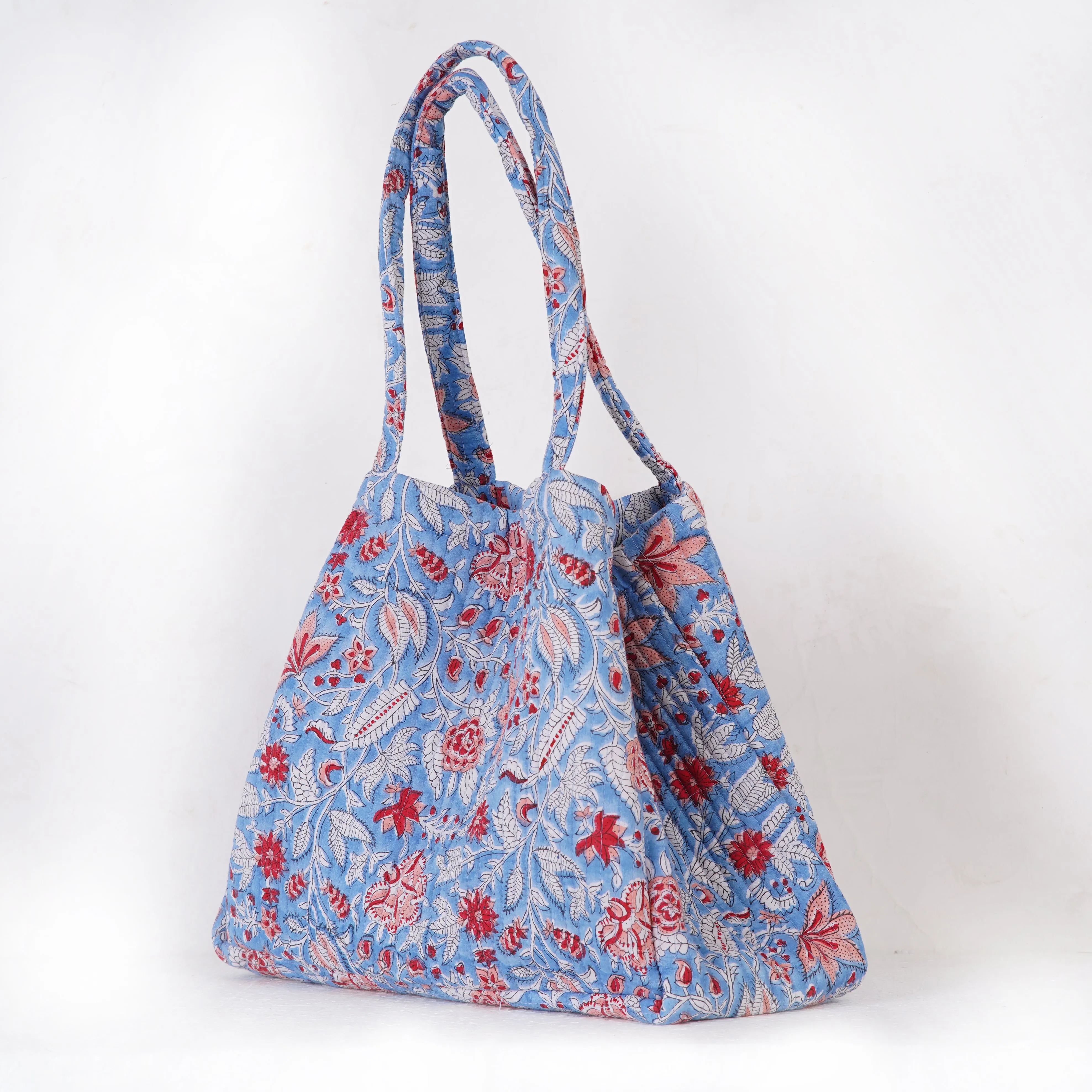 Orchid Floral Quilted Folding Tote Bag Eco-Friendly, Handmade Travel or Shopping Tote