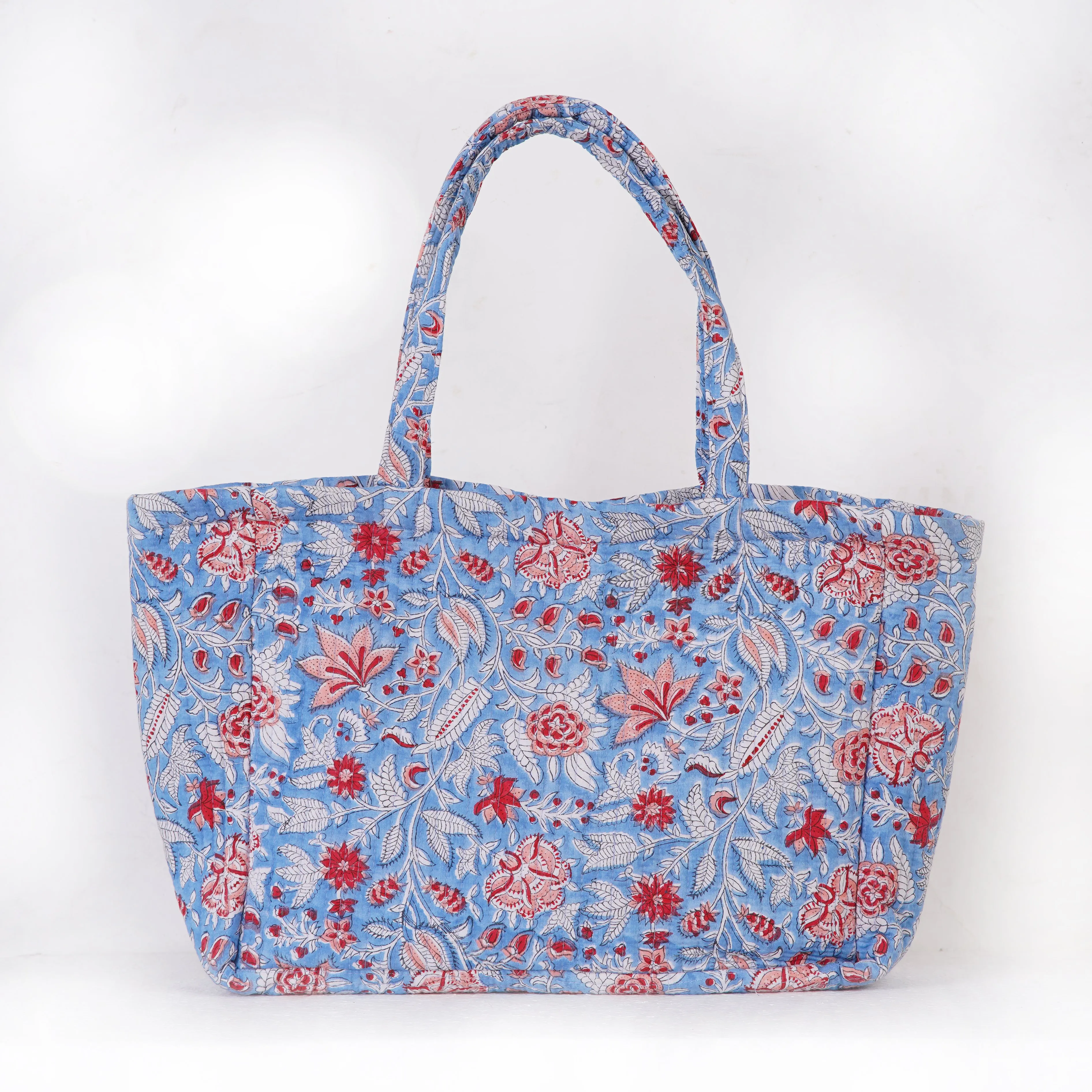 Orchid Floral Quilted Folding Tote Bag Eco-Friendly, Handmade Travel or Shopping Tote