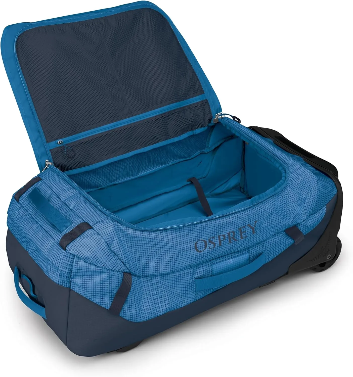 Osprey Transporter 90L Wheeled Travel Duffel Bag, Blue Flame/Nocturnal Blue