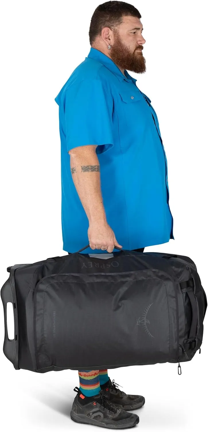 Osprey Transporter 90L Wheeled Travel Duffel Bag, Raven Black