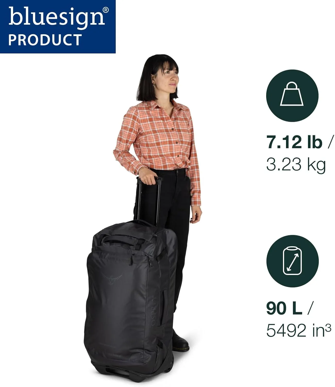 Osprey Transporter 90L Wheeled Travel Duffel Bag, Raven Black