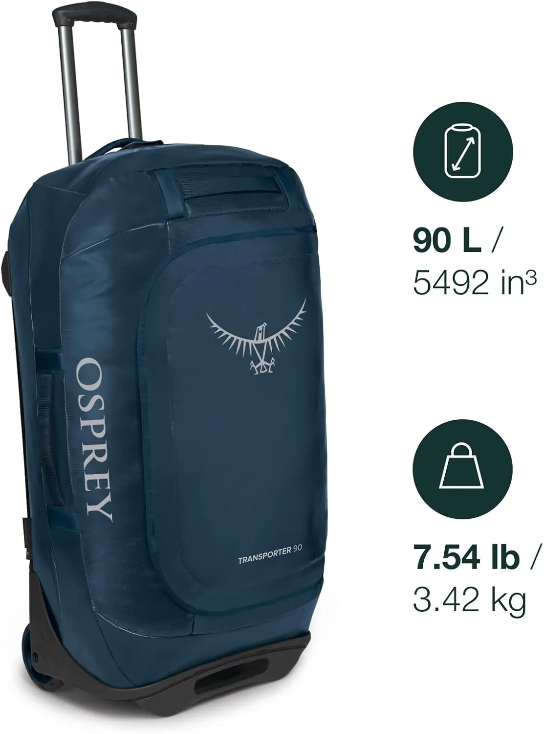 Osprey Transporter 90L Wheeled Travel Duffel Bag, Venturi Blue