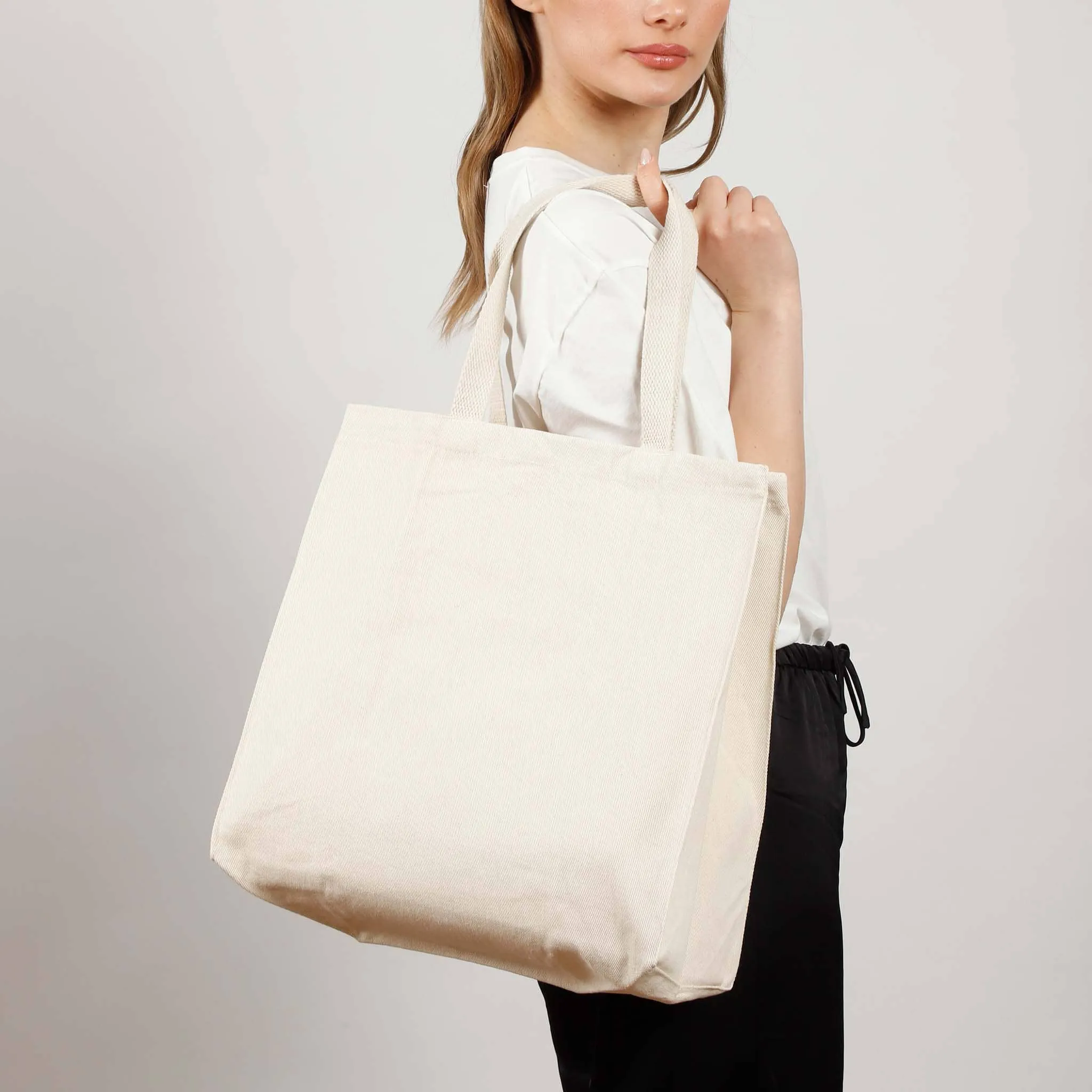 Over-the-Shoulder Cotton Twill Grocery Tote Bag - TF280