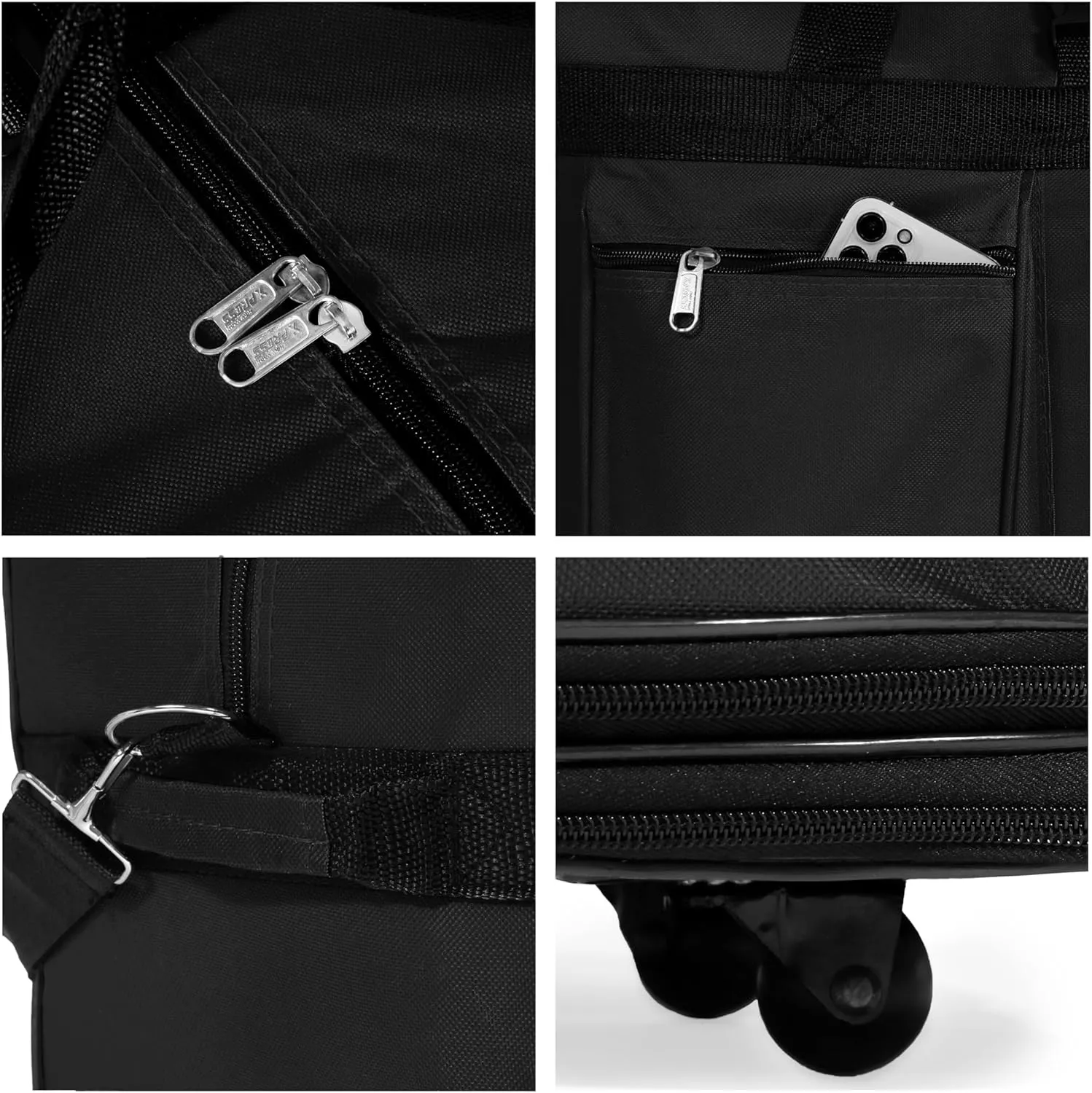 (Pack of 2) 30"" Duffle Bag Expandable Rolling Lightweight Wheeled Spinner Suitcase Luggage for Travel and Storage (Black with Blue Trim)