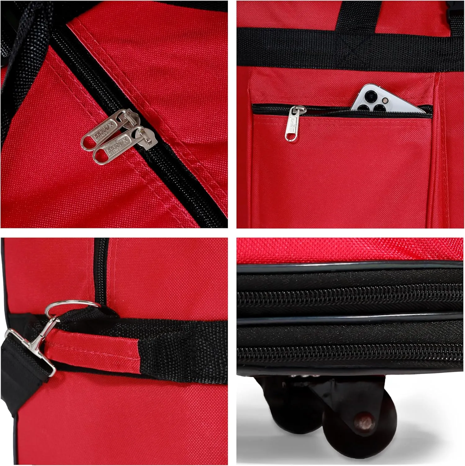 Pack of 2 30"""" Duffle Bag Expandable Rolling Lightweight Wheeled Spinner Suitcase Luggage for Travel and Storage (Red)']"Actual size: ['30-inch'] matches with predicted size: