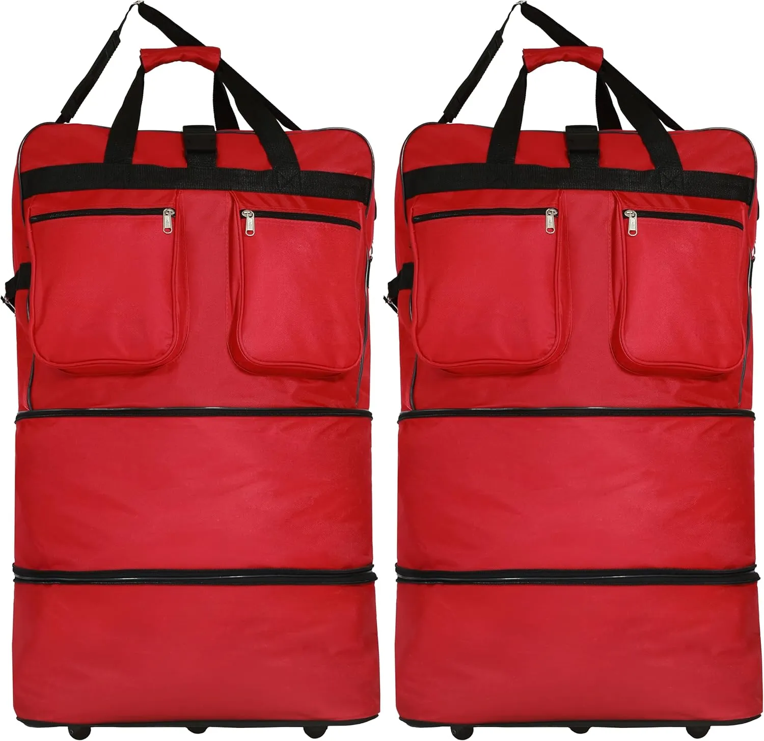Pack of 2 30"""" Duffle Bag Expandable Rolling Lightweight Wheeled Spinner Suitcase Luggage for Travel and Storage (Red)']"Actual size: ['30-inch'] matches with predicted size: