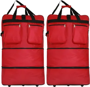 Pack of 2 30"""" Duffle Bag Expandable Rolling Lightweight Wheeled Spinner Suitcase Luggage for Travel and Storage (Red)']"Actual size: ['30-inch'] matches with predicted size: