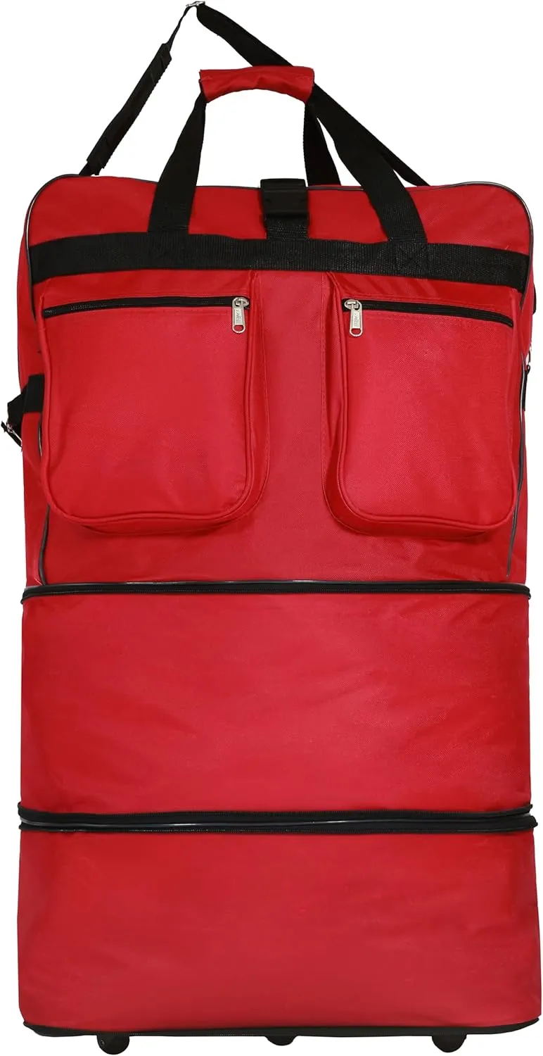Pack of 2 30"""" Duffle Bag Expandable Rolling Lightweight Wheeled Spinner Suitcase Luggage for Travel and Storage (Red)']"Actual size: ['30-inch'] matches with predicted size:
