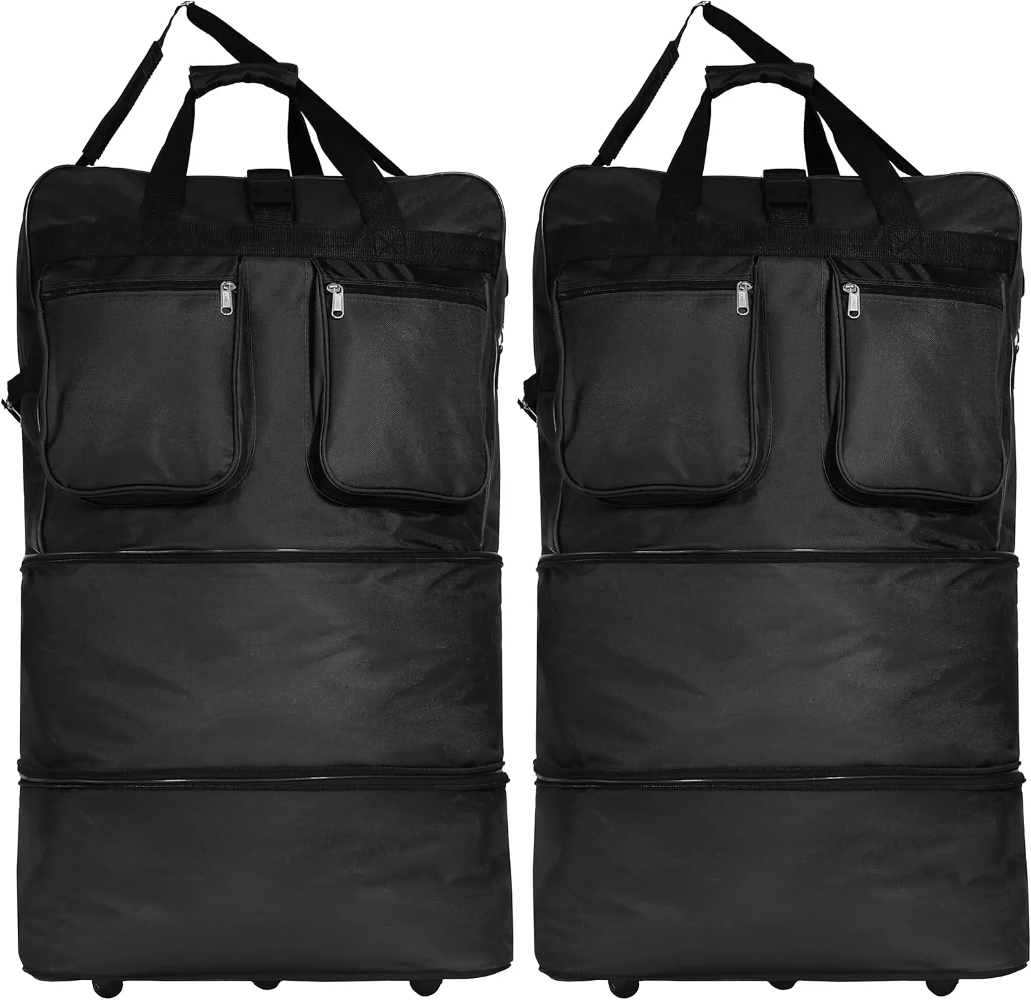 (Pack of 2) - 36"" Black Rolling Wheeled Expandable Duffle Bag Spinner Suitcase Luggage - 5 Wheels, Wheelbag36