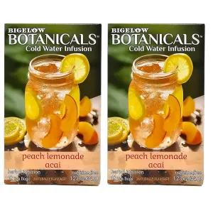 (Pack of 2) Botanicals Cold Water Infusion Peach Lemonade Acai Tea Bags, Herbal Infusion, Caffeine Free, 18 Count each (Total:36 Count)