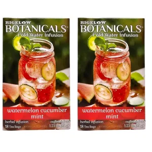 (Pack of 2) Botanicals Cold Water Infusion Watermelon Cucumber Mint Tea Bags, Herbal Infusion, Caffeine Free,18 Count each (Total:36 Count)
