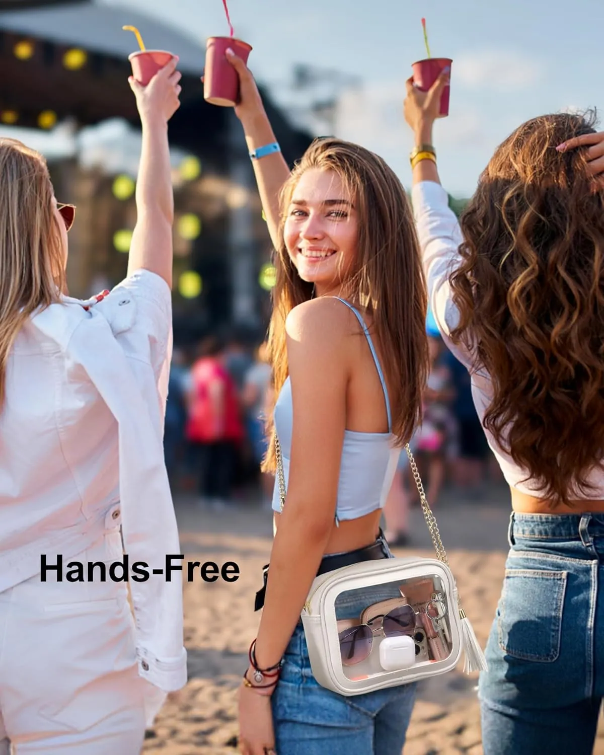 PACKISM Clear Bag for Stadium Events - Cute Clear Purse for Women Crossbody & Adjustable Chain for Sports Games Concerts