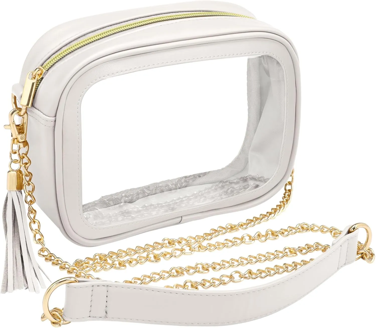 PACKISM Clear Bag for Stadium Events - Cute Clear Purse for Women Crossbody & Adjustable Chain for Sports Games Concerts