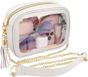 PACKISM Clear Bag for Stadium Events - Cute Clear Purse for Women Crossbody & Adjustable Chain for Sports Games Concerts