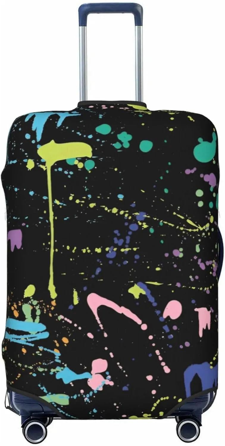 Paint Splatter Travel Luggage Cover Fits 18-32 Inch Luggage, Elastic Suitcase Cover Protector with Concealed Zipper for Wheeled Suitcase Tsa Approved