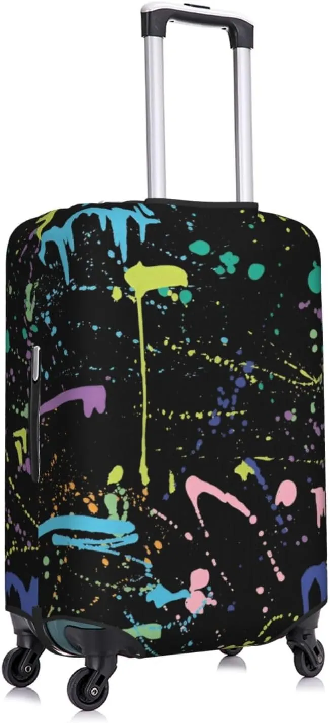Paint Splatter Travel Luggage Cover Fits 18-32 Inch Luggage, Elastic Suitcase Cover Protector with Concealed Zipper for Wheeled Suitcase Tsa Approved